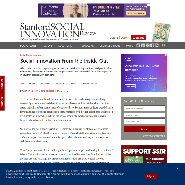 Social Innovation From the Inside Out (SSIR)