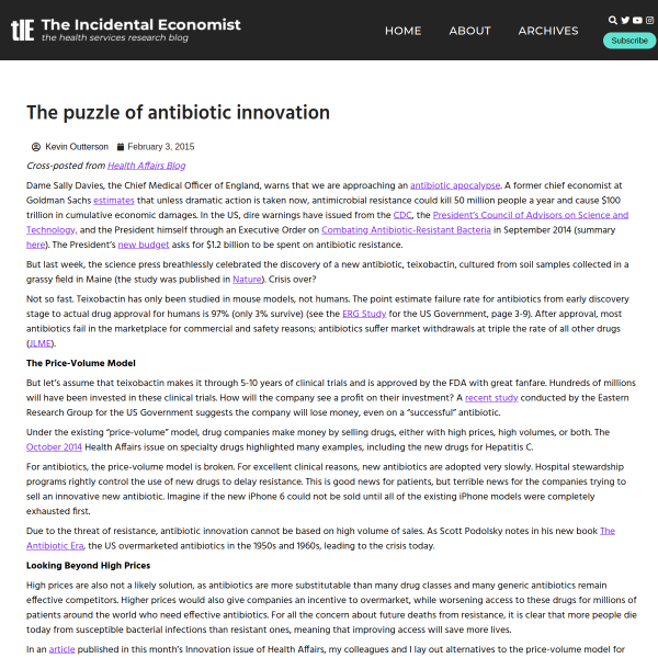 The puzzle of antibiotic innovation