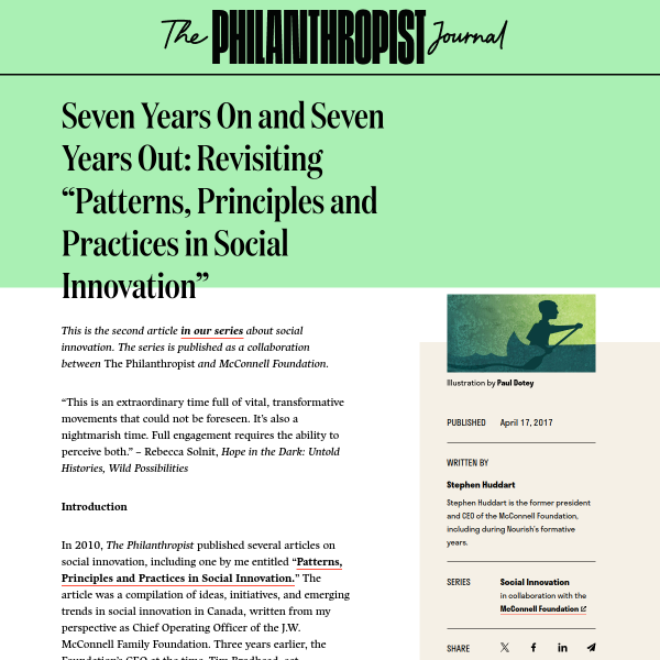 Seven Years On and Seven Years Out: Revisiting “Patterns, Principles and Practices in Social Innovation” - The Philanthropist