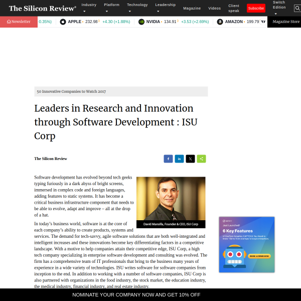 Leaders in Research and Innovation through Software Development : ISU Corp