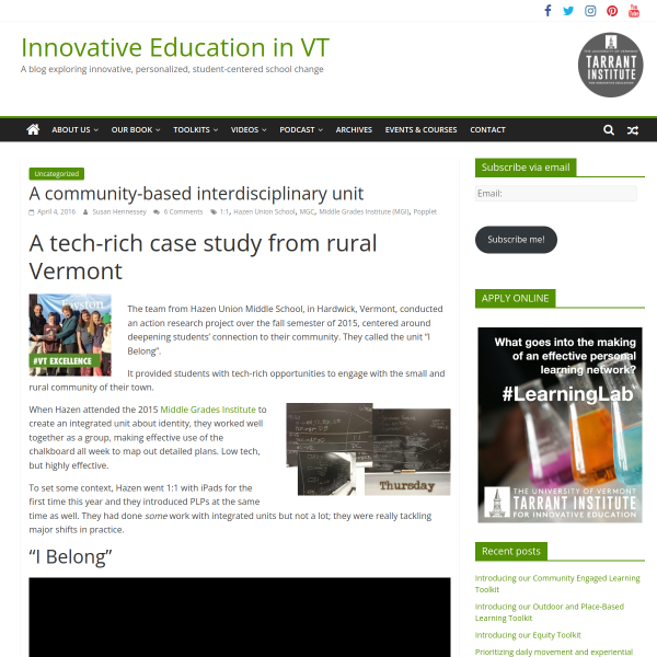 A community-based interdisciplinary unit - Innovation: Education
