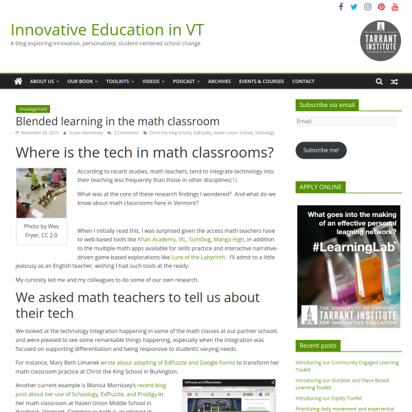 Blended learning in the math classroom - Innovation: Education