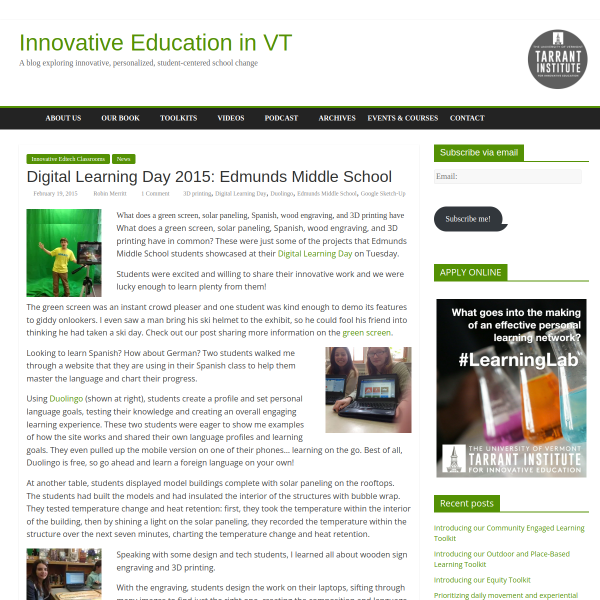 Digital Learning Day 2015: Edmunds Middle School - Innovation: Education