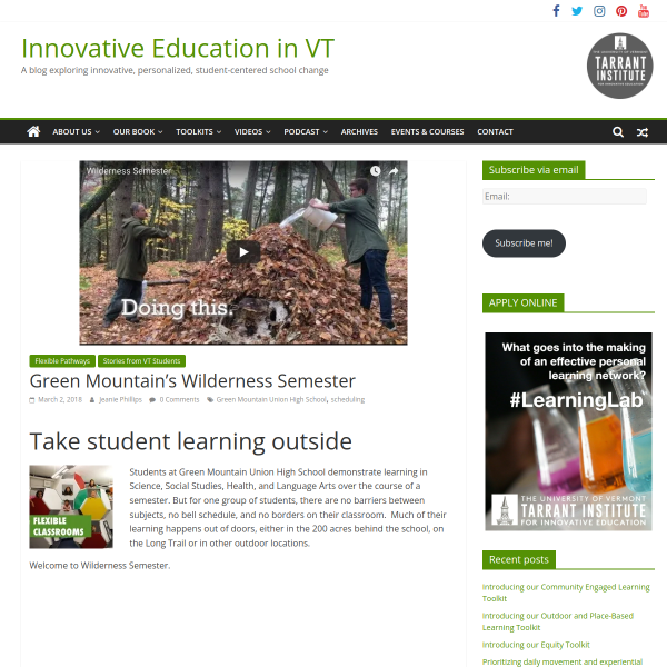 Green Mountain's Wilderness Semester - Innovation: Education