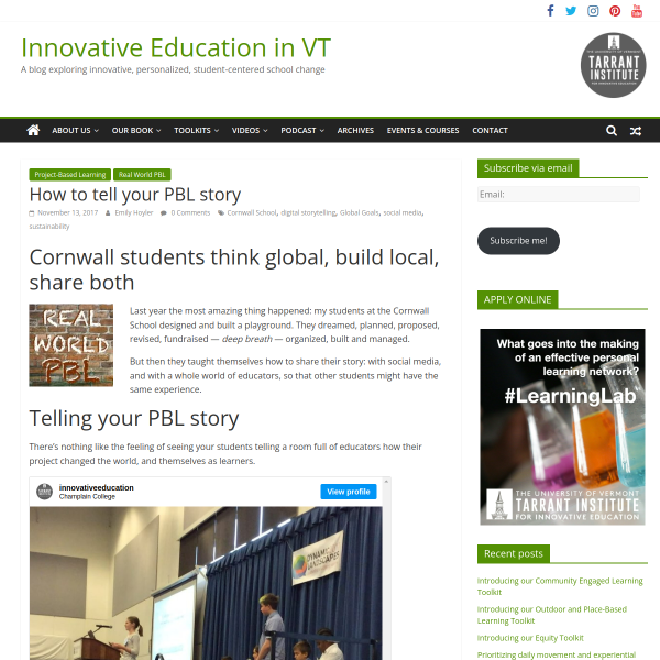 How to tell your PBL story - Innovation: Education