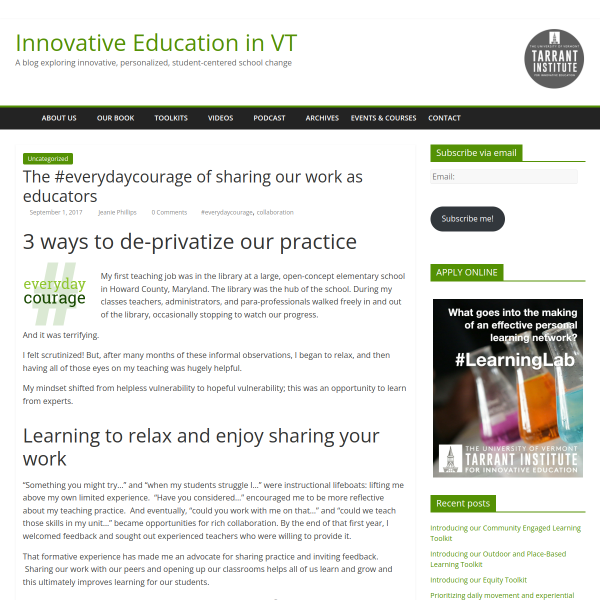 The #everydaycourage of sharing our work as educators - Innovation: Education
