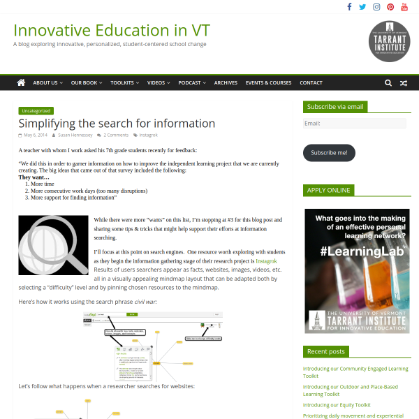 Simplifying the search for information - Innovation: Education