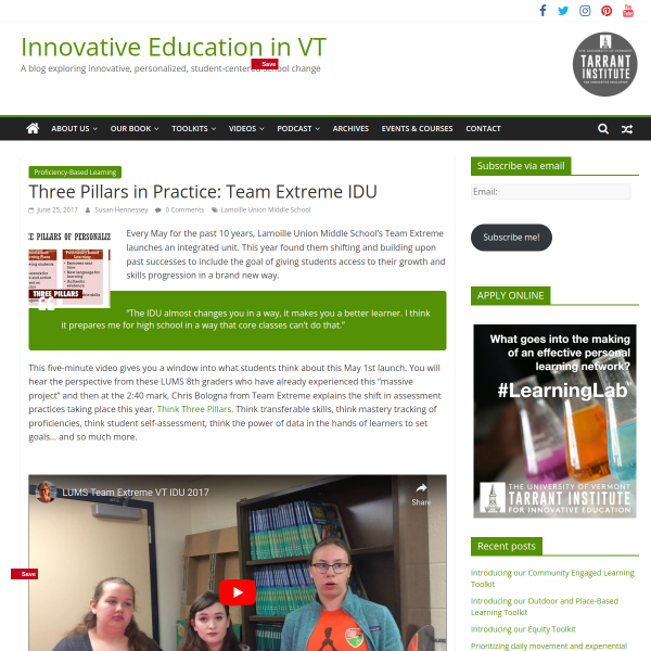 Three Pillars in Practice: Team Extreme IDU - Innovation: Education