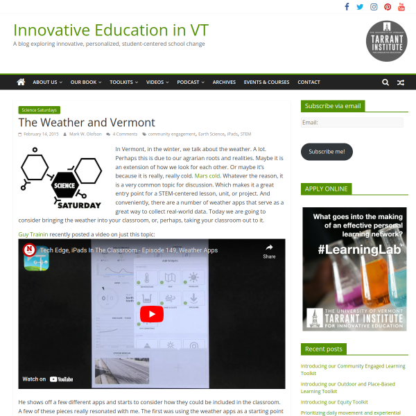 The Weather and Vermont - Innovation: Education