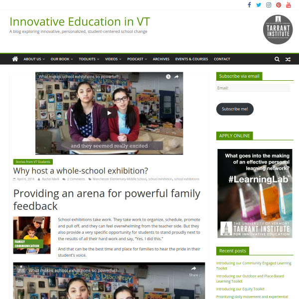 Why host a whole-school exhibition? - Innovation: Education