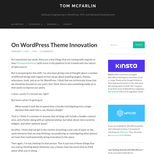 On WordPress Theme Innovation - Tom McFarlin