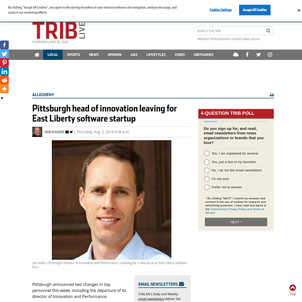 Pittsburgh head of innovation leaving for East Liberty software startup
