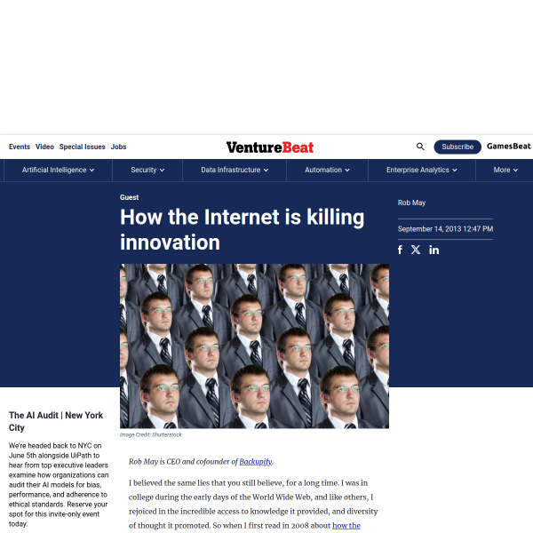 How the Internet is killing innovation