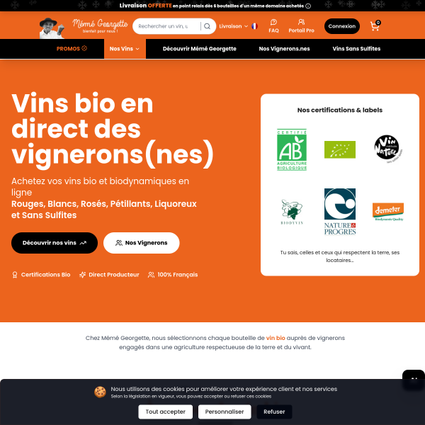 Vins Même Georgette — Marketplace vins bio WordPress Headless