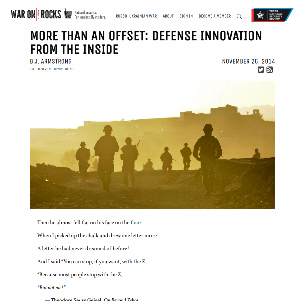 More than an Offset: Defense Innovation from the Inside - War on the Rocks
