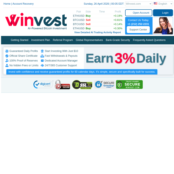  winvest.com screen