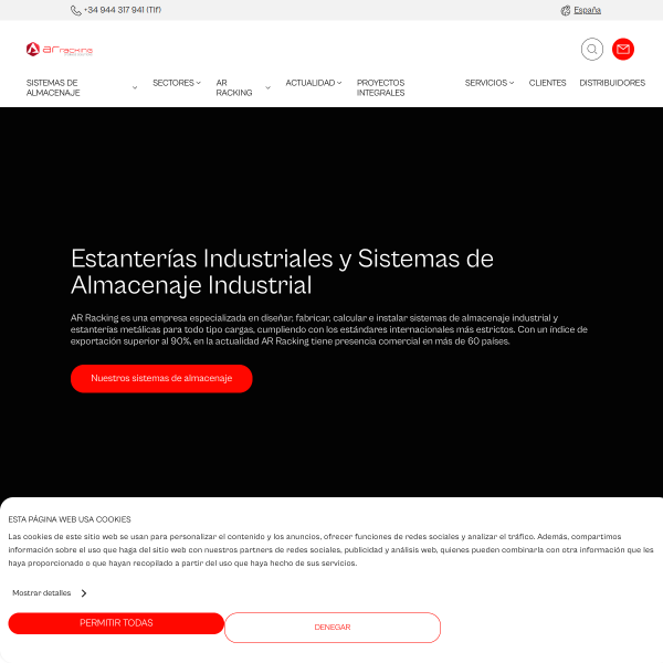 Vista mini Web: https://www.ar-racking.com/es