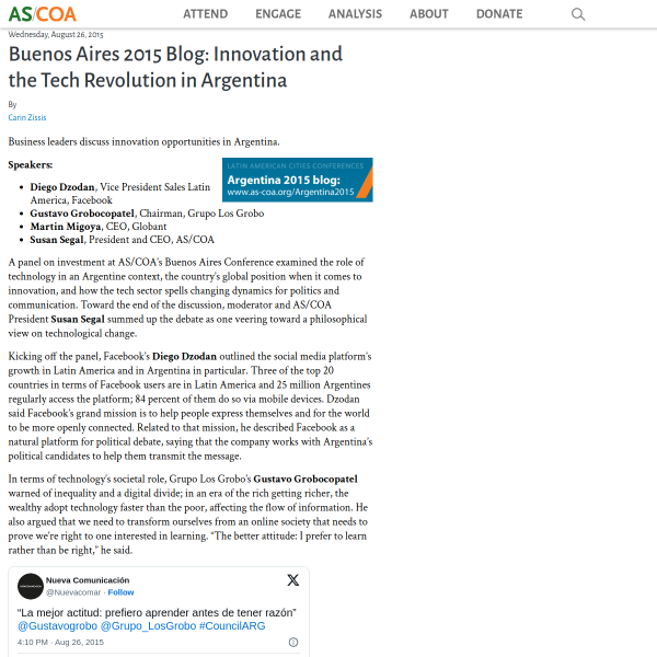Buenos Aires 2015 Blog: Innovation and the Tech Revolution in Argentina - AS/COA