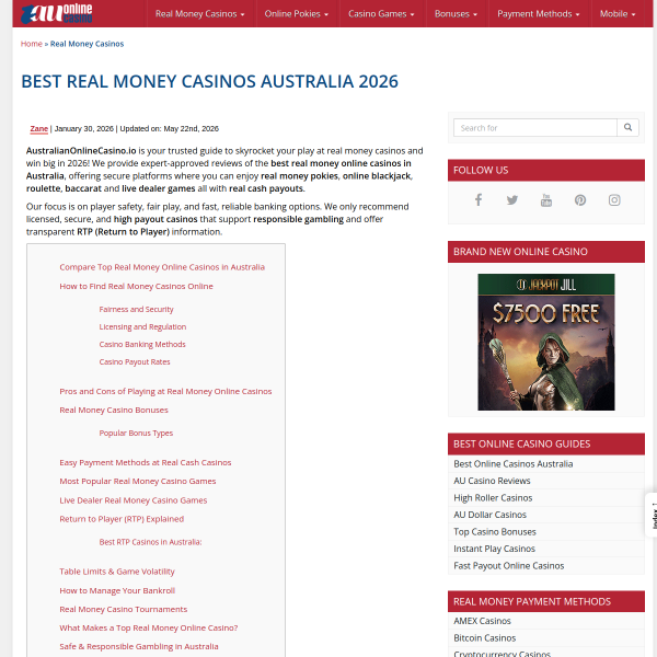 view real money casinos at australianonlinecasino