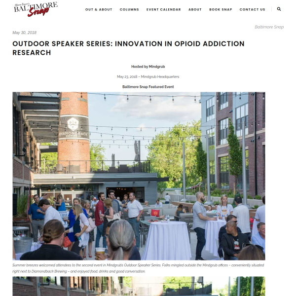 Outdoor Speaker Series: Innovation in Opioid Addiction Research - Baltimore Snap