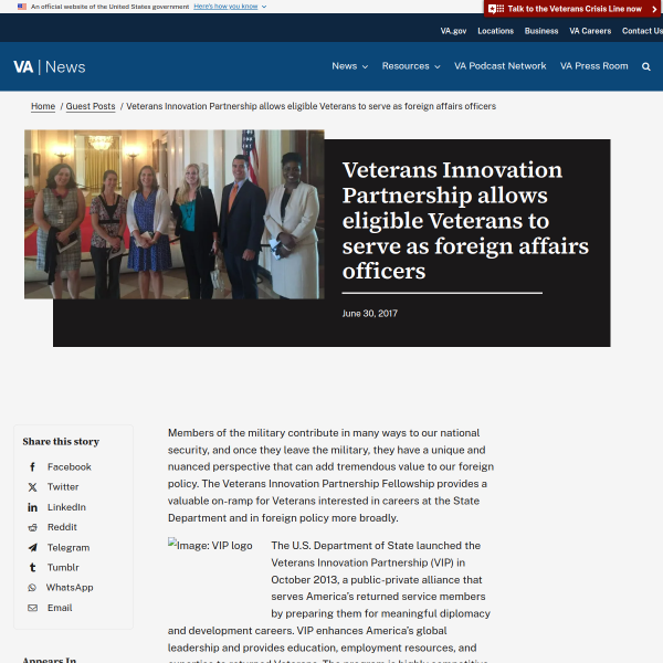 Veterans Innovation Partnership allows eligible Veterans to serve as foreign affairs officers - VAntage Point
