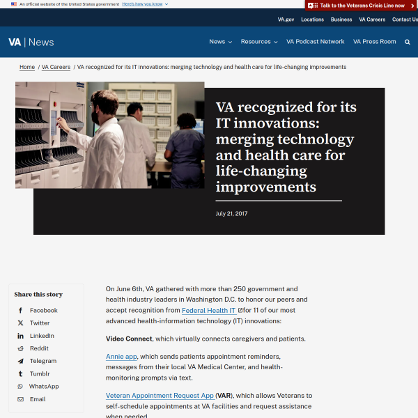 VA recognized for its IT innovations: merging technology and health care for life-changing improvements - VAntage Point