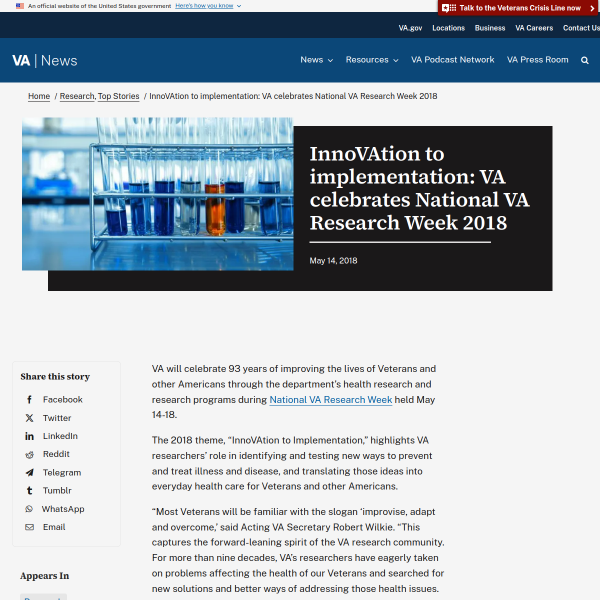InnoVAtion to implementation: VA celebrates National VA Research Week 2018 - VAntage Point