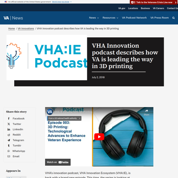 VHA Innovation podcast describes how VA is leading the way in 3D printing - VAntage Point