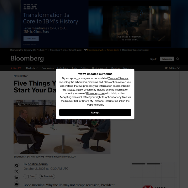 Bloomberg five things newsletter illustration