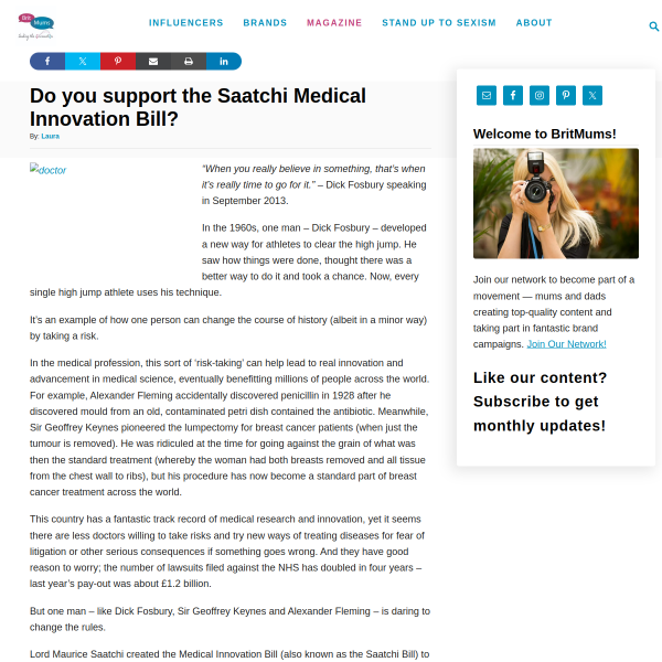 Do you support the Saatchi Medical Innovation Bill? - BritMums