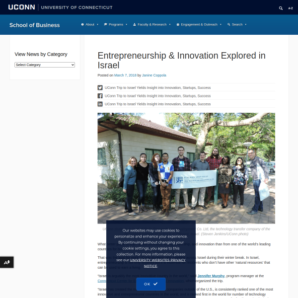 UConn Trip to Israel Yields Insight into Innovation, Startups, Success