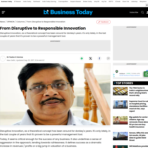 From Disruptive to Responsible Innovation