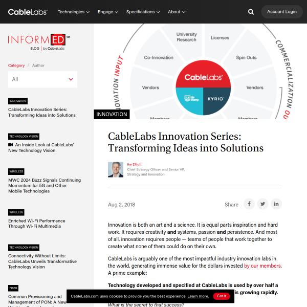 CableLabs Innovation Series: Transforming Ideas into Solutions