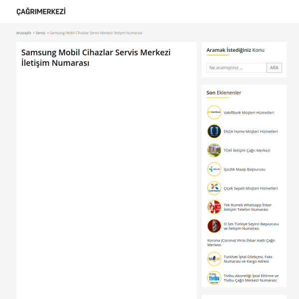Samsung iletisim telefon numarasi