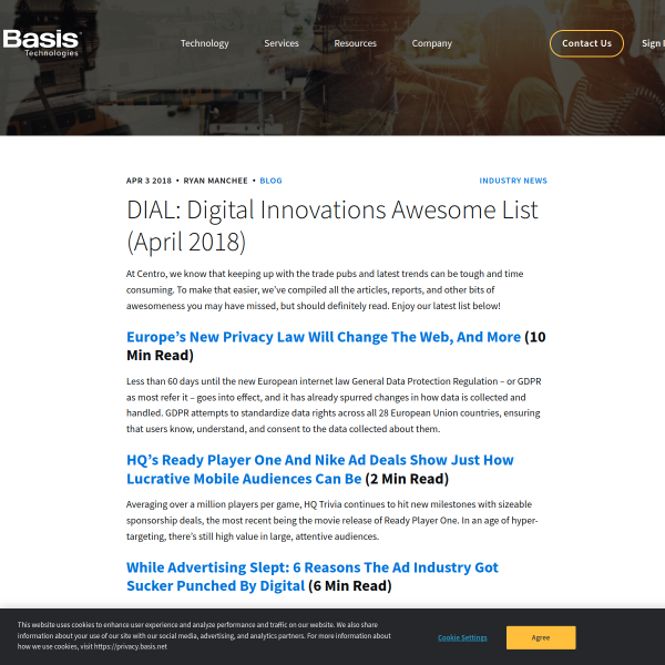 Digital Innovations Awesome List - April 2018 - Centro Blog
