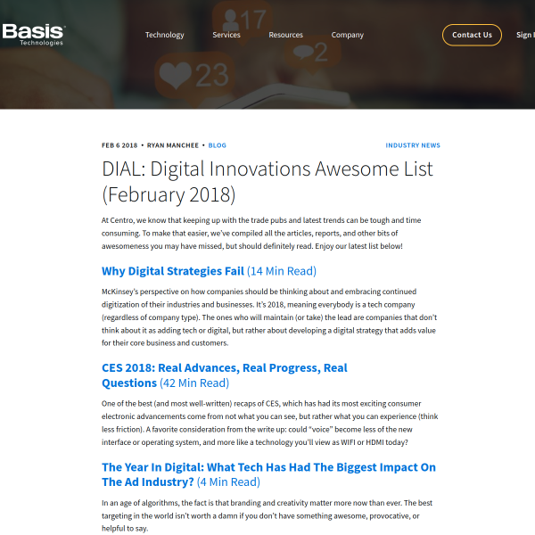 Digital Innovations Awesome List - February 2018 - Centro Blog