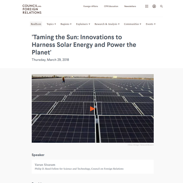 Taming the Sun: Innovations to Harness Solar Energy and Power the Planet'