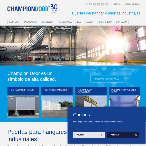 Vista mini Web: https://www.championdoor.com/es