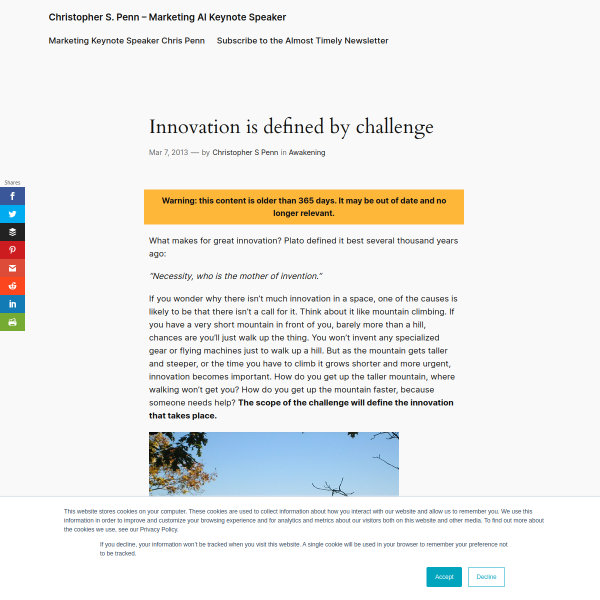 Innovation is defined by challenge - Christopher S. Penn Marketing Blog