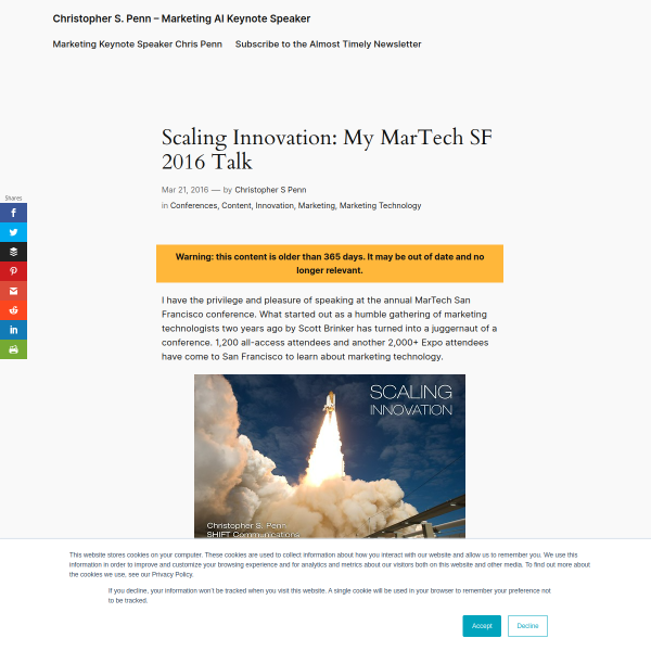 Scaling Innovation: My MarTech SF 2016 Talk - Christopher S. Penn Marketing Blog
