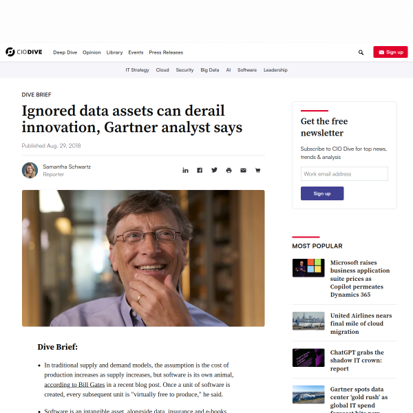 Ignored data assets can derail innovation, Gartner analyst says