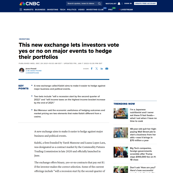 CNBC vote yes or no on events illustration