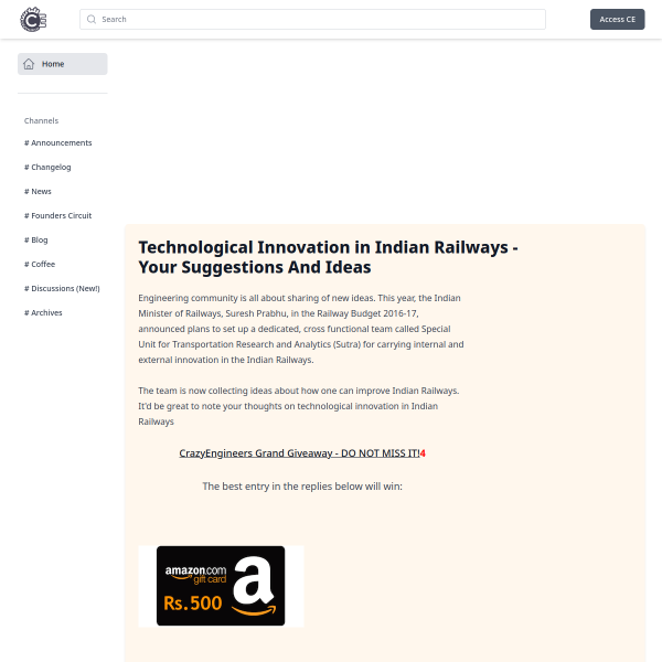 Technological Innovation in Indian Railways - Your Suggestions And Ideas - CrazyEngineers