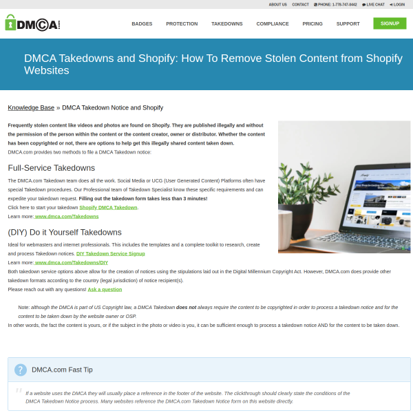 DMCA Takedown Notice and Shopify