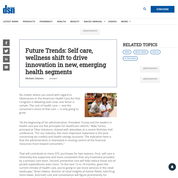 Future Trends: Self care, wellness shift to drive innovation in new, emerging health segments - Drug Store News