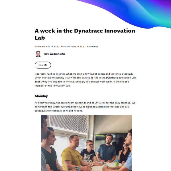 A week in the Dynatrace Innovation Lab - Dynatrace news