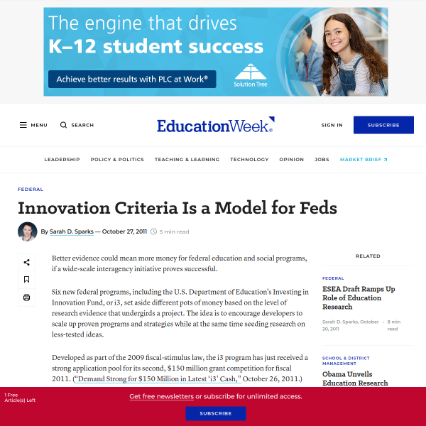 Innovation Criteria Is a Model for Feds