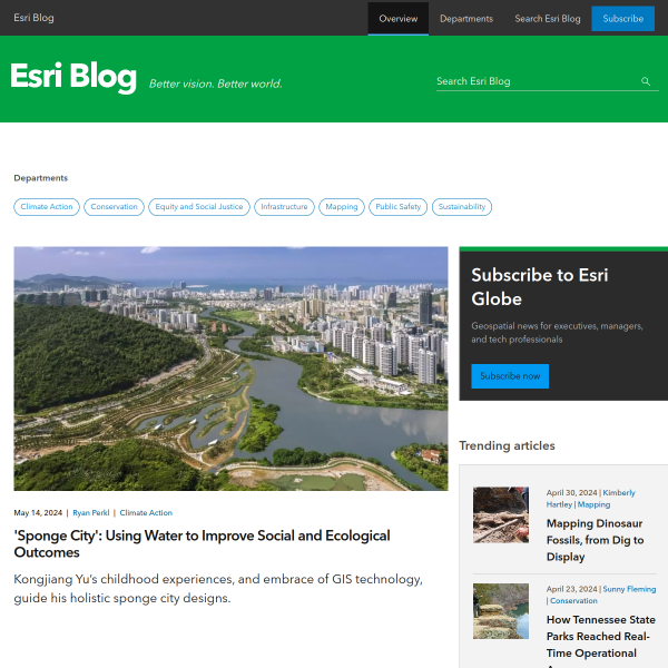 Esri Blog - Relating the Power of GIS to Innovation in the Real World