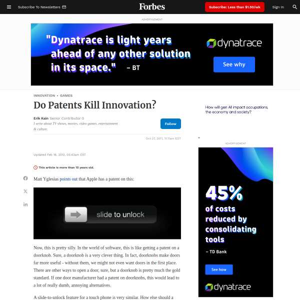 Do Patents Kill Innovation?