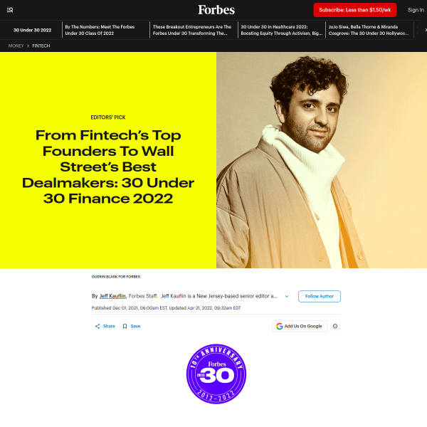 Forbes 30 Under 30 founders illustration